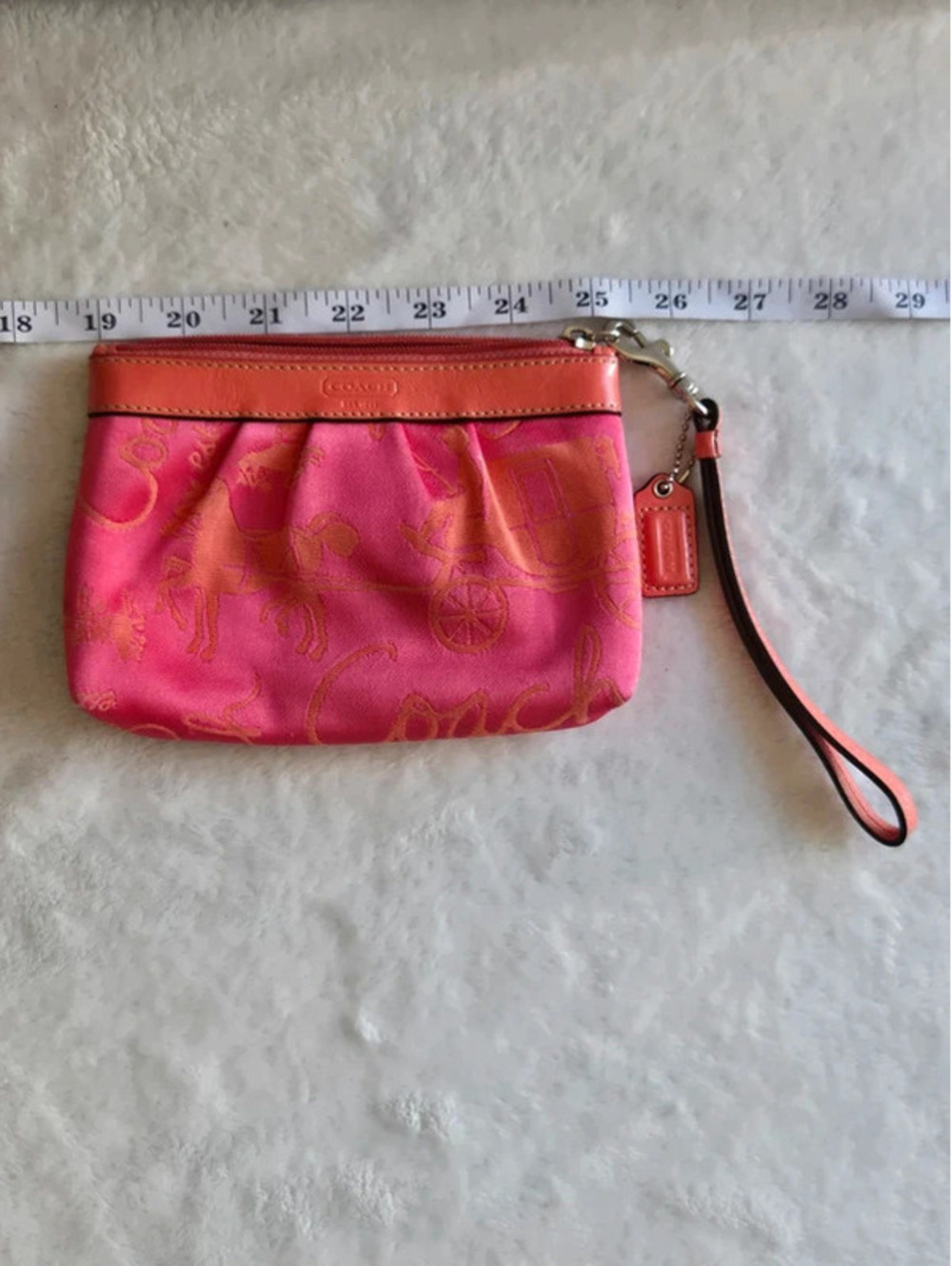 Coach Pink Signature Jacquard Wristlet / Pouch
